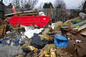 Waste on land at a compound off Leagrave Station Car Park, Luton